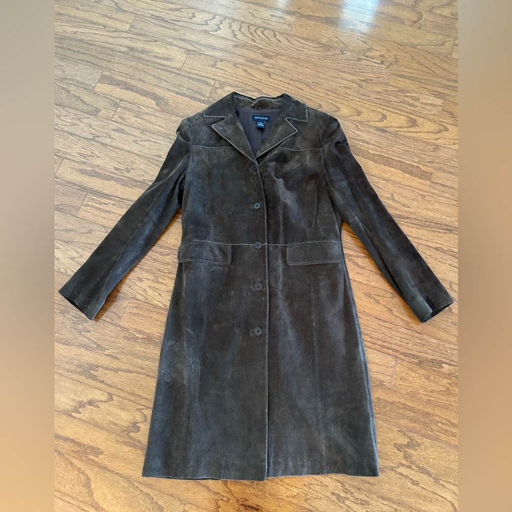 Ann Taylor Dark Brown Suede Coat